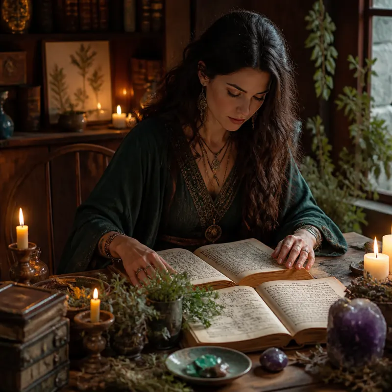 Celtic studies scholar with ancient manuscripts
